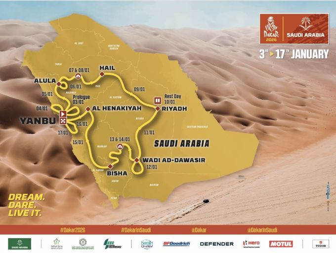 Dakar_2026_Route_parcours_13_etappes_7994km_Yanbu-Yanbu